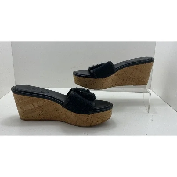 COACH Jazmin Cork Wedge Slide Sandals – Women's Size 10B – Black – NWOT - Picture 4 of 7